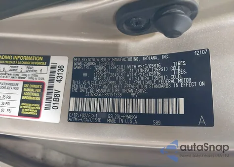 2008 Toyota Sienna Le из США, поврежденный, VIN 5TDZK23C68S151338